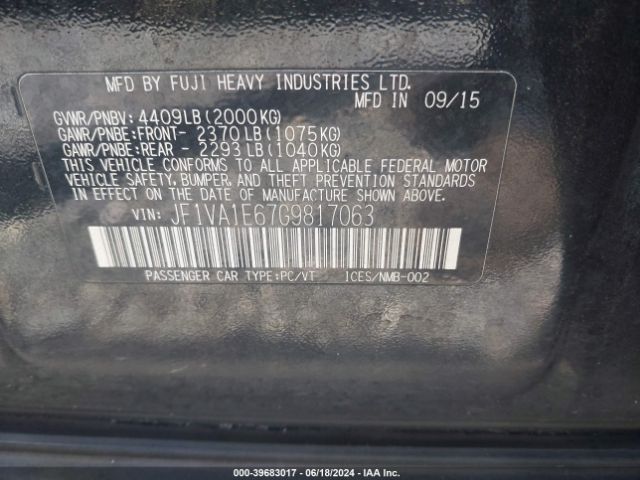 Photo 8 VIN: JF1VA1E67G9817063 - SUBARU WRX 