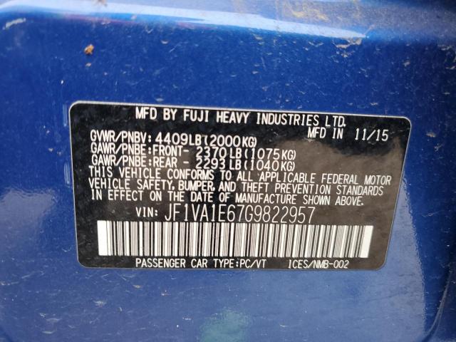 Photo 11 VIN: JF1VA1E67G9822957 - SUBARU WRX 