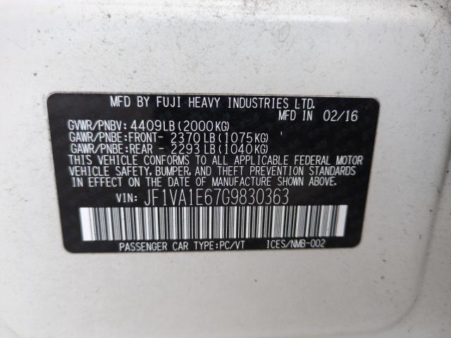 Photo 12 VIN: JF1VA1E67G9830363 - SUBARU WRX PREMIU 