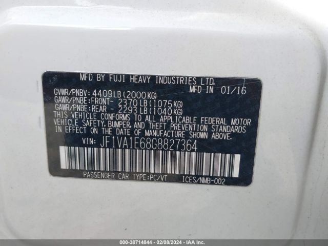 Photo 8 VIN: JF1VA1E68G8827364 - SUBARU WRX 