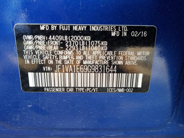 Photo 9 VIN: JF1VA1E69G9831644 - SUBARU WRX PREMIU 