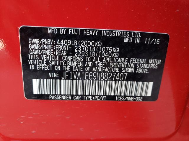 Photo 9 VIN: JF1VA1E69H8827407 - SUBARU WRX PREMIU 