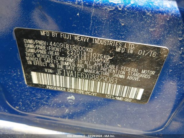 Photo 8 VIN: JF1VA1E6XG8829083 - SUBARU WRX 