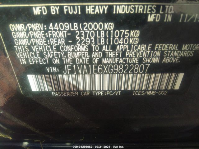 Photo 8 VIN: JF1VA1E6XG9822807 - SUBARU WRX 