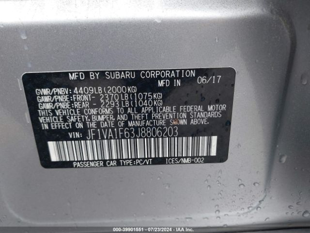 Photo 8 VIN: JF1VA1F63J8806203 - SUBARU WRX 