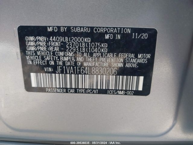 Photo 8 VIN: JF1VA1F64L8830206 - SUBARU WRX 