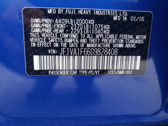 Photo 12 VIN: JF1VA1F66G9828408 - SUBARU WRX 