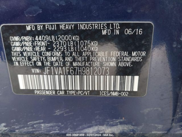 Photo 8 VIN: JF1VA1F67H9812073 - SUBARU WRX 