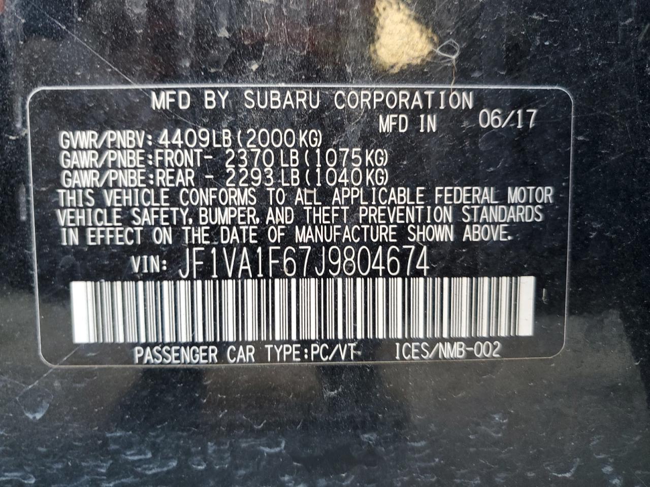 Photo 11 VIN: JF1VA1F67J9804674 - SUBARU WRX 