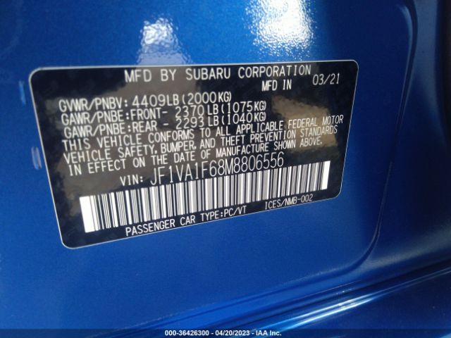 Photo 8 VIN: JF1VA1F68M8806556 - SUBARU WRX 