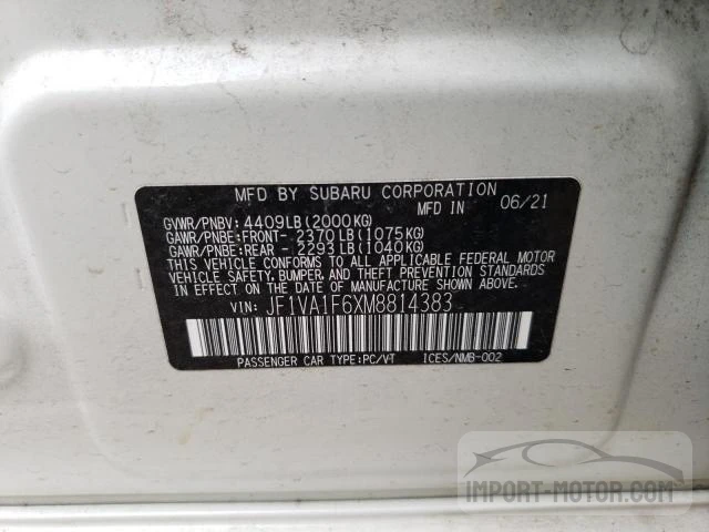 Photo 11 VIN: JF1VA1F6XM8814383 - SUBARU WRX 