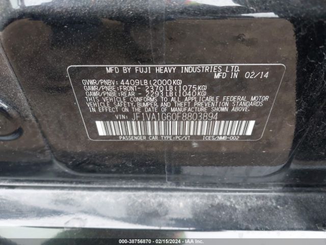 Photo 8 VIN: JF1VA1G60F8803894 - SUBARU WRX 