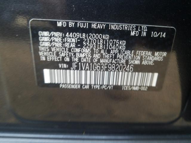 Photo 9 VIN: JF1VA1G63F9820246 - SUBARU WRX LIMITE 