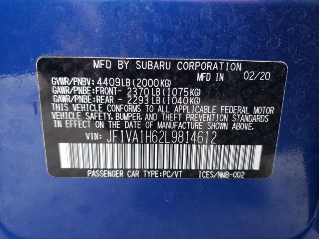 Photo 9 VIN: JF1VA1H62L9814612 - SUBARU WRX LIMITE 