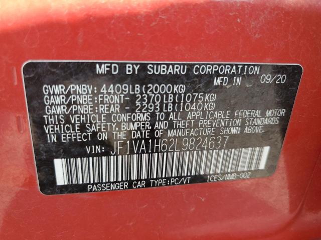 Photo 12 VIN: JF1VA1H62L9824637 - SUBARU WRX LIMITE 