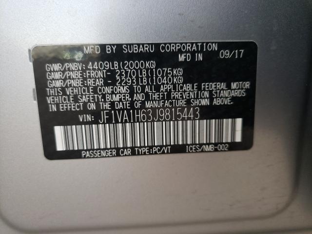 Photo 9 VIN: JF1VA1H63J9815443 - SUBARU WRX LIMITE 