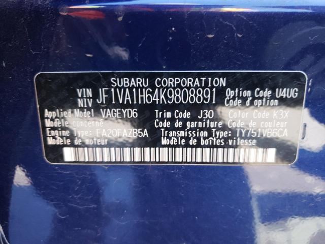 Photo 12 VIN: JF1VA1H64K9808891 - SUBARU WRX 