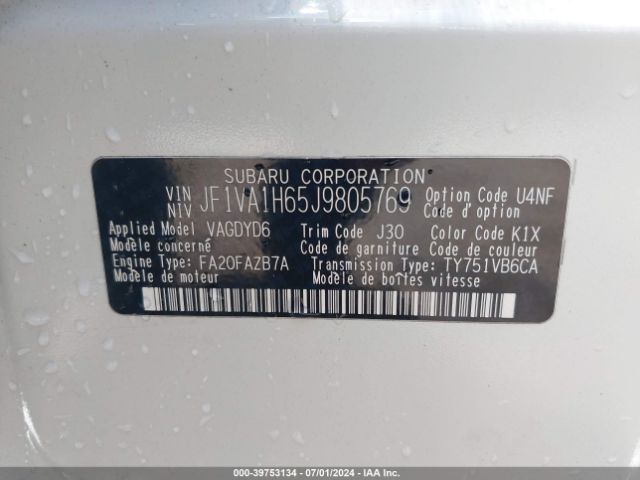 Photo 8 VIN: JF1VA1H65J9805769 - SUBARU WRX 