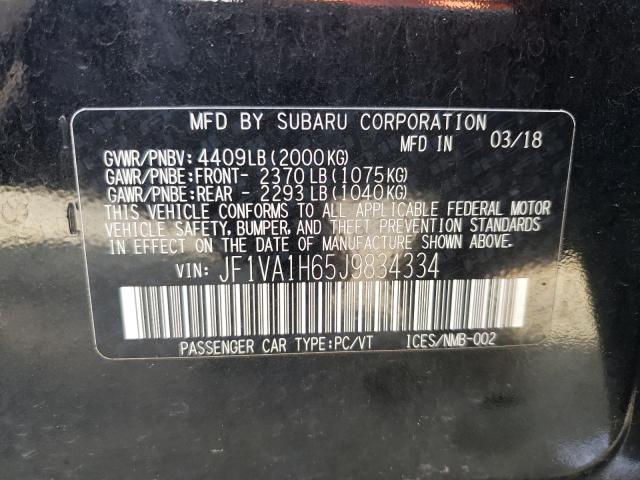 Photo 9 VIN: JF1VA1H65J9834334 - SUBARU WRX LIMITE 