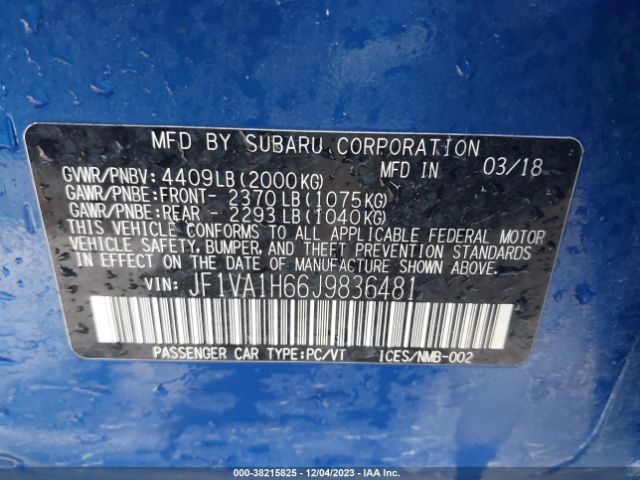 Photo 8 VIN: JF1VA1H66J9836481 - SUBARU WRX 