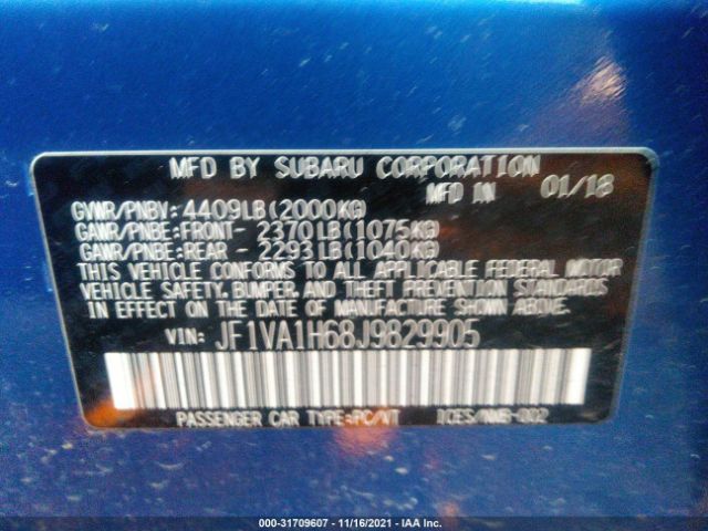 Photo 8 VIN: JF1VA1H68J9829905 - SUBARU WRX 