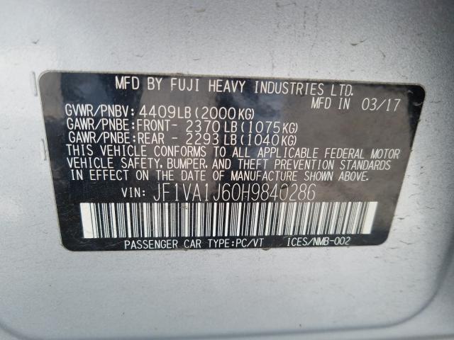 Photo 9 VIN: JF1VA1J60H9840286 - SUBARU WRX LIMITE 