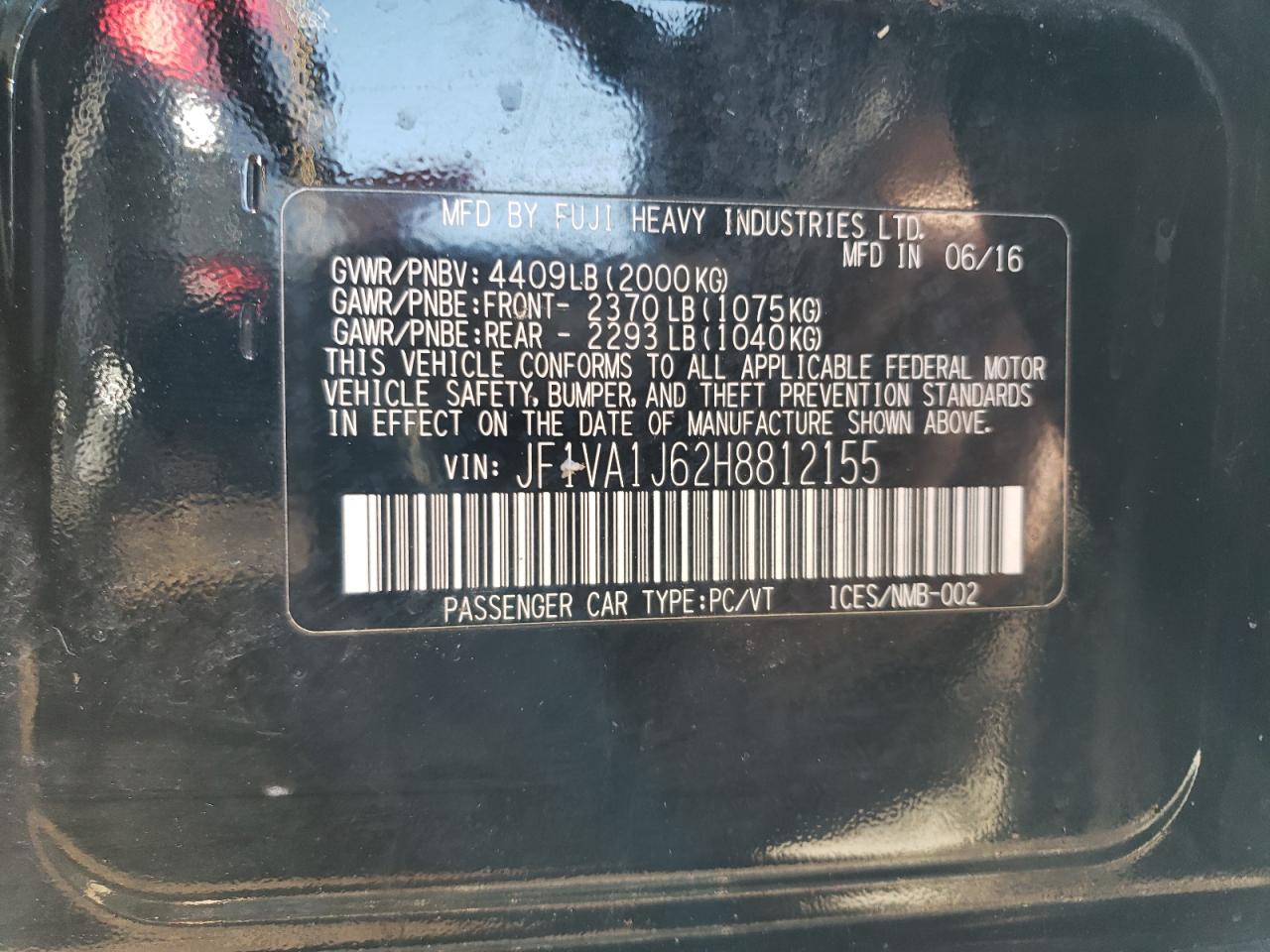 Photo 12 VIN: JF1VA1J62H8812155 - SUBARU WRX 