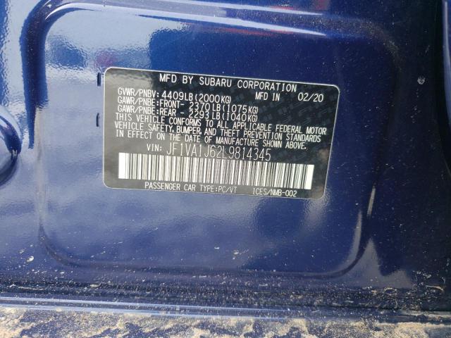 Photo 12 VIN: JF1VA1J62L9814345 - SUBARU WRX LIMITE 