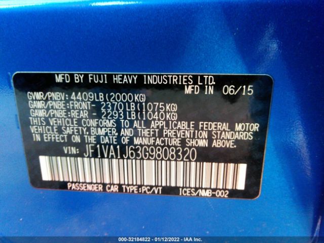 Photo 8 VIN: JF1VA1J63G9808320 - SUBARU WRX 