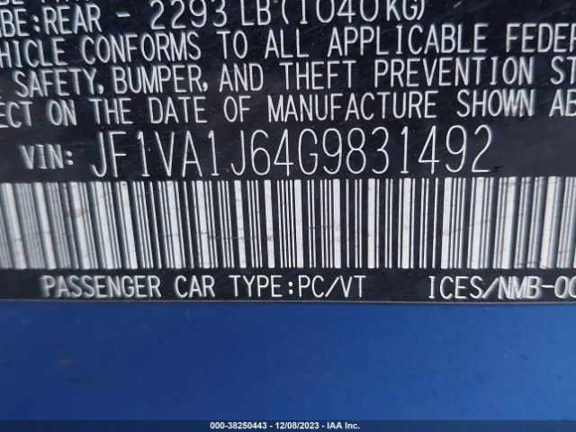 Photo 8 VIN: JF1VA1J64G9831492 - SUBARU WRX 