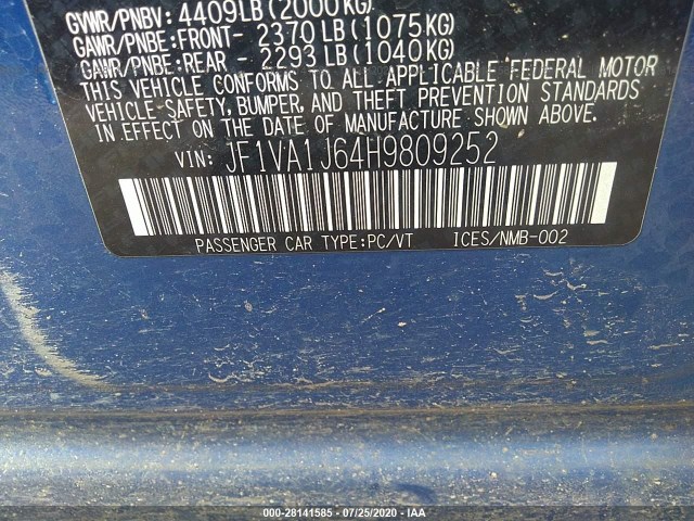 Photo 8 VIN: JF1VA1J64H9809252 - SUBARU WRX 