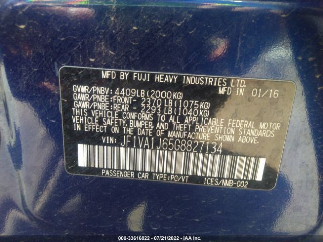 Photo 8 VIN: JF1VA1J65G8827134 - SUBARU WRX 