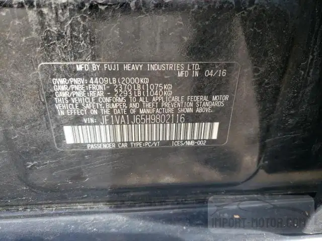 Photo 11 VIN: JF1VA1J65H9802116 - SUBARU WRX 