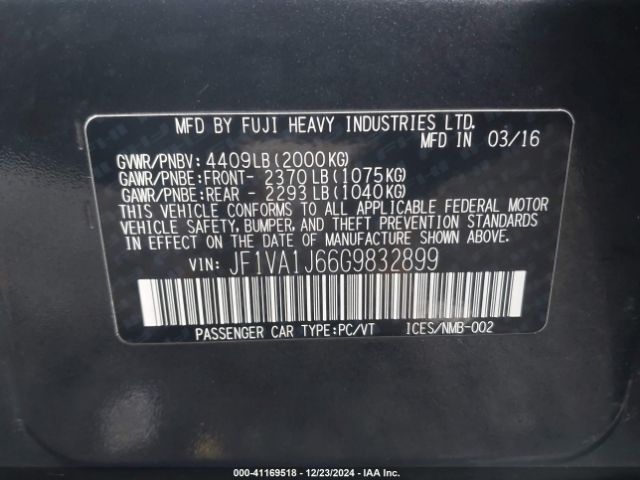 Photo 8 VIN: JF1VA1J66G9832899 - SUBARU WRX 