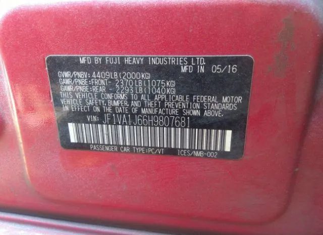 Photo 8 VIN: JF1VA1J66H9807681 - SUBARU WRX 