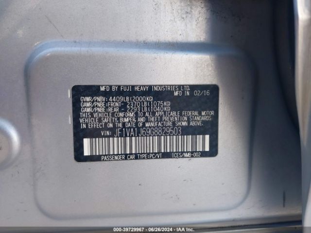 Photo 8 VIN: JF1VA1J69G8829503 - SUBARU WRX 