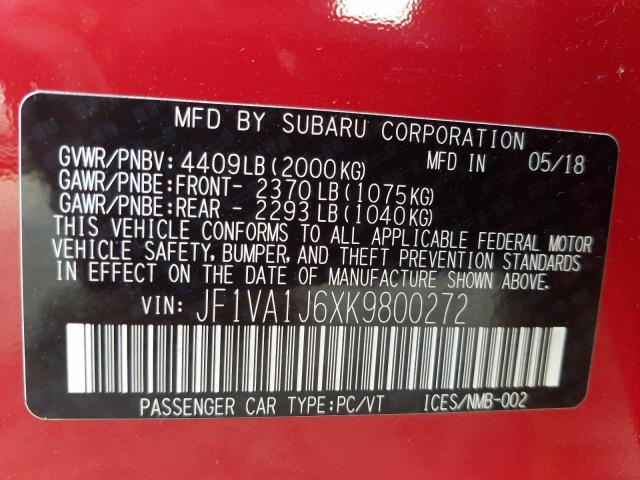 Photo 9 VIN: JF1VA1J6XK9800272 - SUBARU WRX LIMITE 