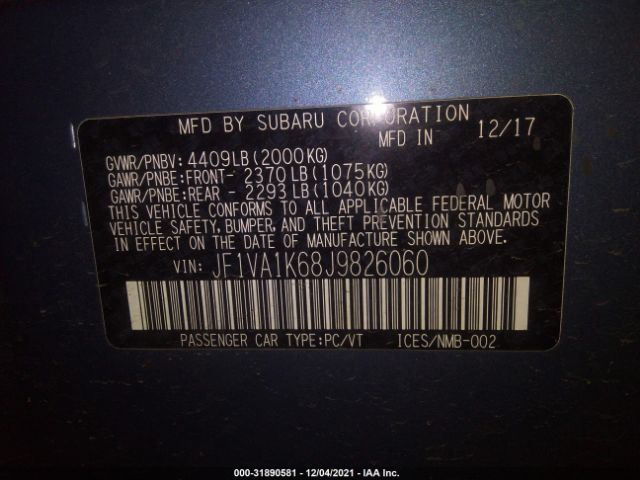 Photo 8 VIN: JF1VA1K68J9826060 - SUBARU WRX 