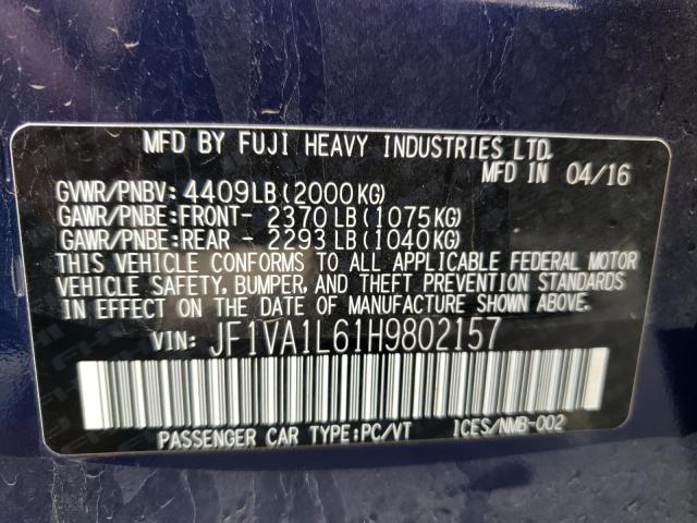 Photo 9 VIN: JF1VA1L61H9802157 - SUBARU WRX LIMITE 