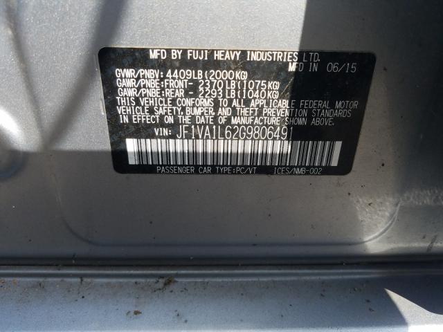 Photo 9 VIN: JF1VA1L62G9806491 - SUBARU WRX LIMITE 