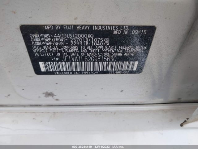 Photo 8 VIN: JF1VA1L62G9815630 - SUBARU WRX 