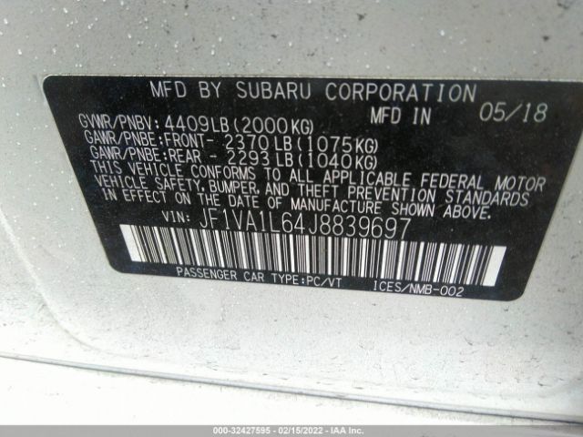 Photo 8 VIN: JF1VA1L64J8839697 - SUBARU WRX 