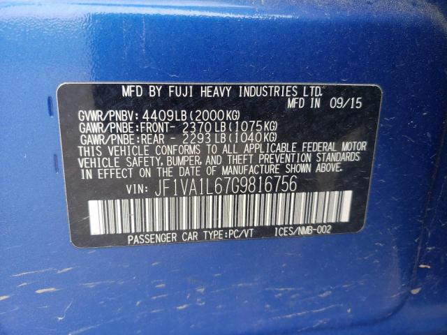 Photo 11 VIN: JF1VA1L67G9816756 - SUBARU WRX 