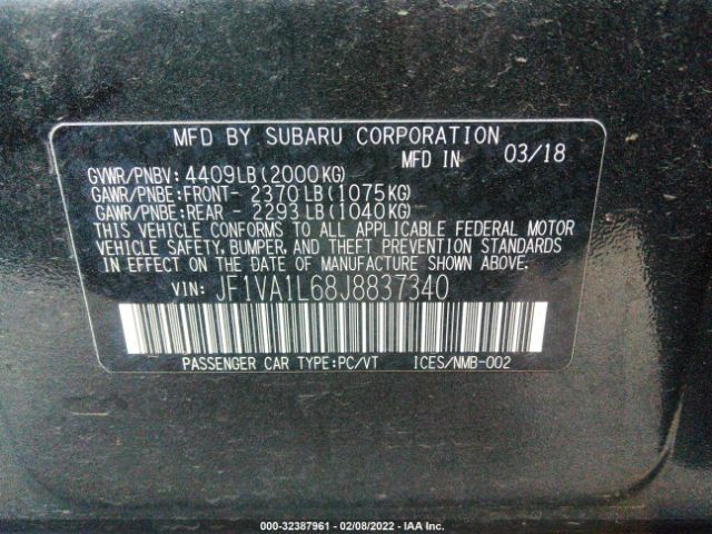 Photo 8 VIN: JF1VA1L68J8837340 - SUBARU WRX 