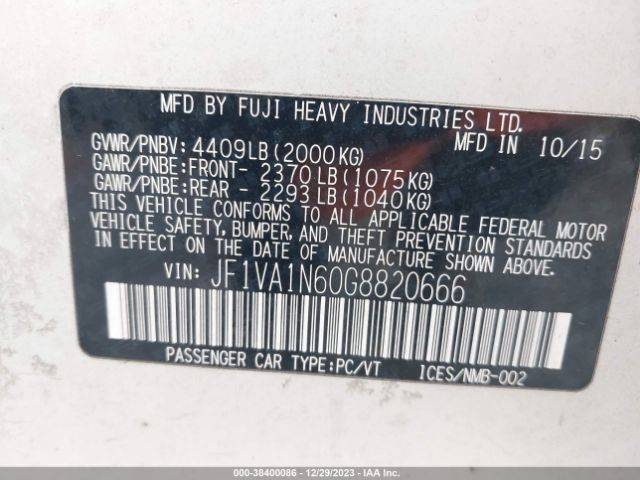 Photo 8 VIN: JF1VA1N60G8820666 - SUBARU WRX 