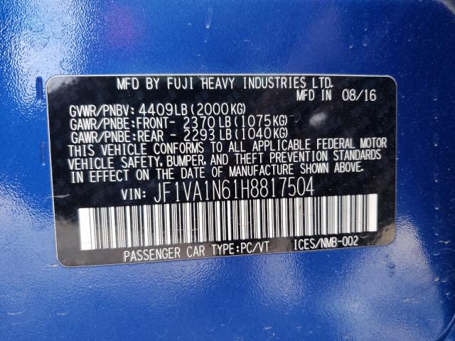 Photo 9 VIN: JF1VA1N61H8817504 - SUBARU WRX LIMITE 