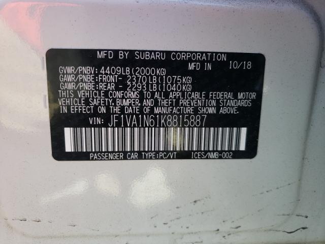 Photo 9 VIN: JF1VA1N61K8815887 - SUBARU WRX LIMITE 