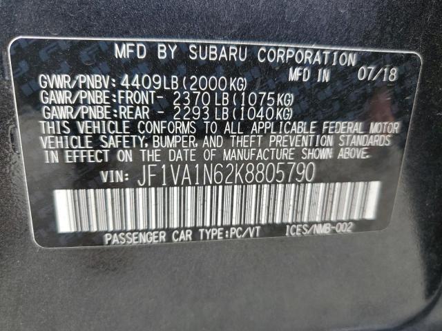 Photo 11 VIN: JF1VA1N62K8805790 - SUBARU WRX LIMITE 