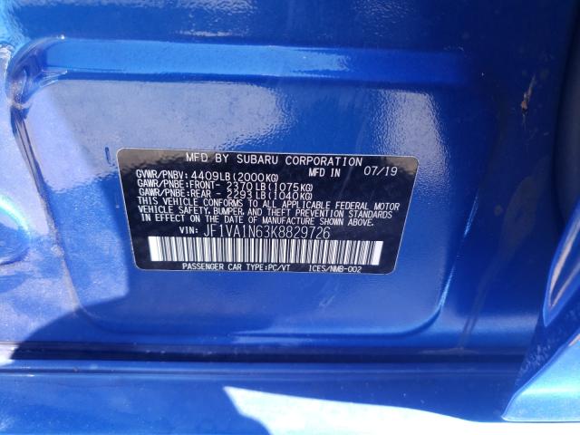 Photo 9 VIN: JF1VA1N63K8829726 - SUBARU WRX LIMITE 