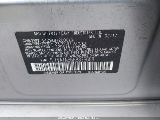 Photo 8 VIN: JF1VA1N66H8835688 - SUBARU WRX 